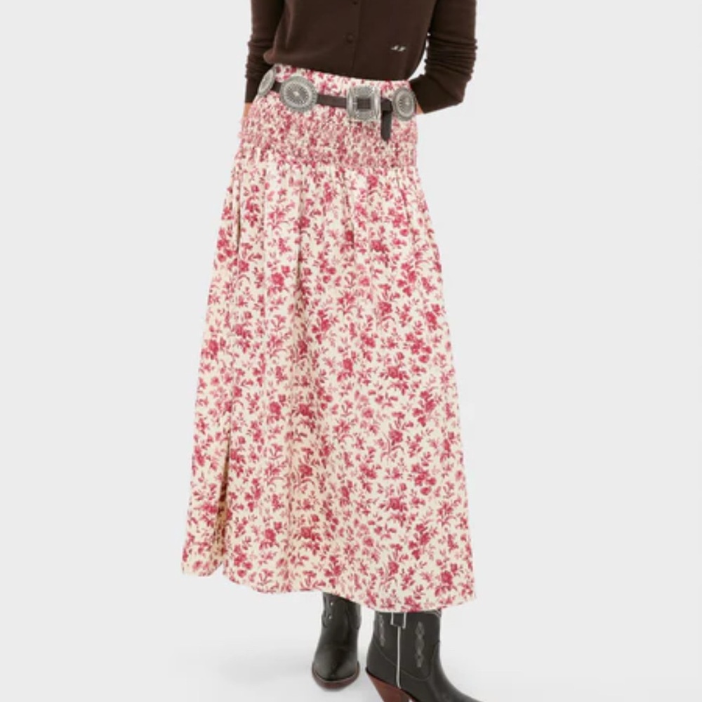 Tuckernuck Red and Cream Floral Maxi Skirt